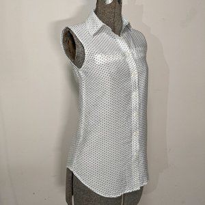 Van Heusen White Polka Dot Button-Down Blouse
